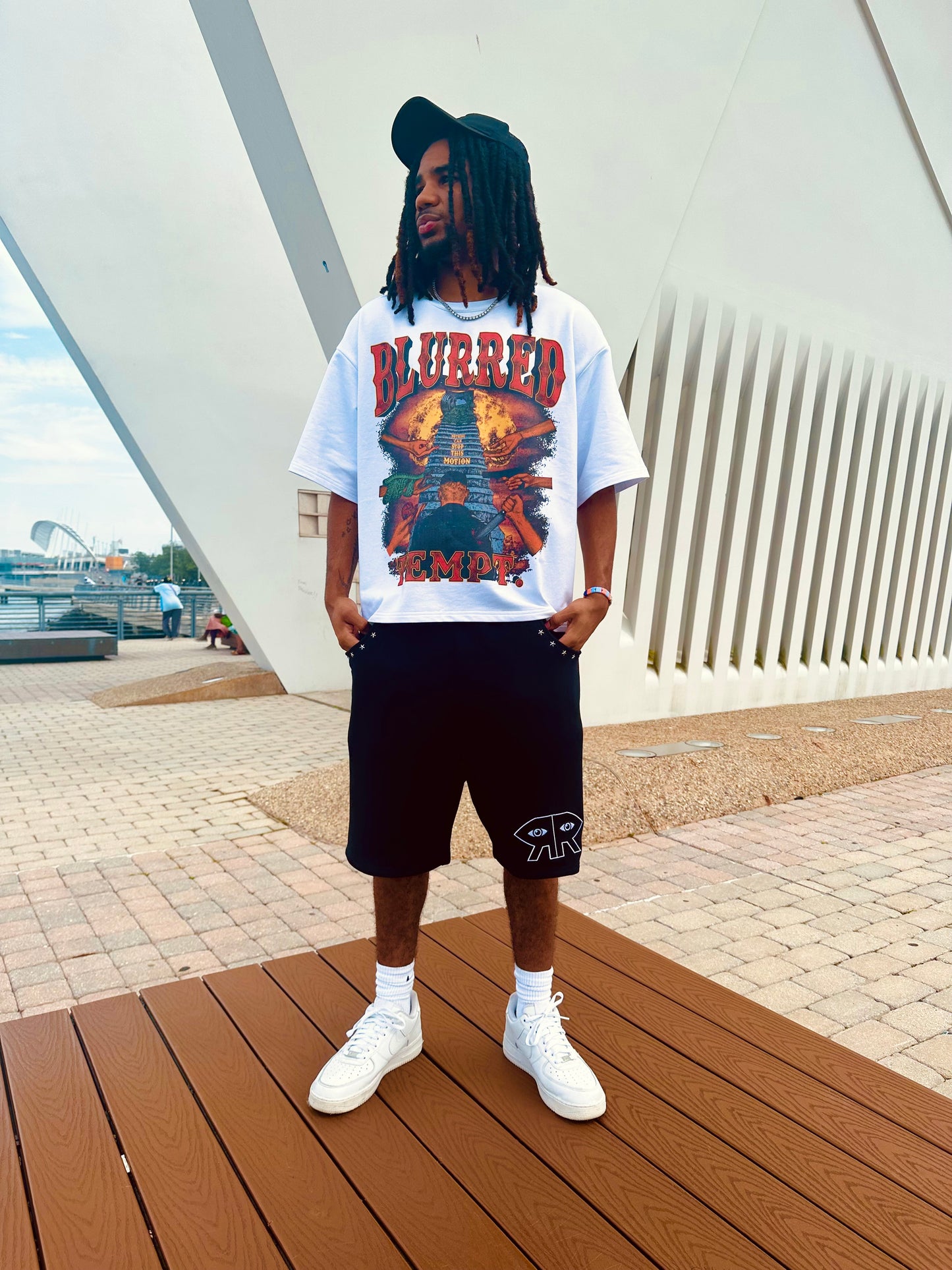 BLACK "CHROME STAR" SHORTS