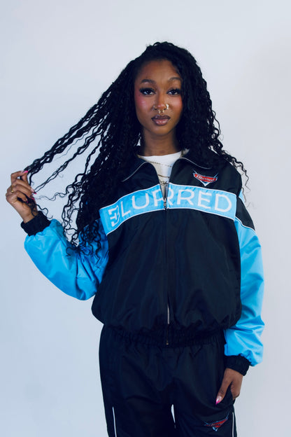 LIGHT BLUE/BLACK WINDBREAKER JACKET