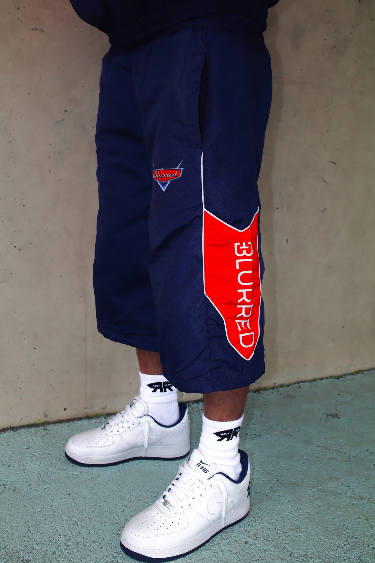 NAVY BLUE/ RED WINBREAKER SHORTS