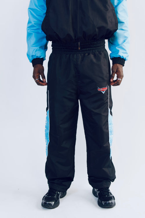 LIGHT BLUE/BLACK WINDBREAKER PANTS