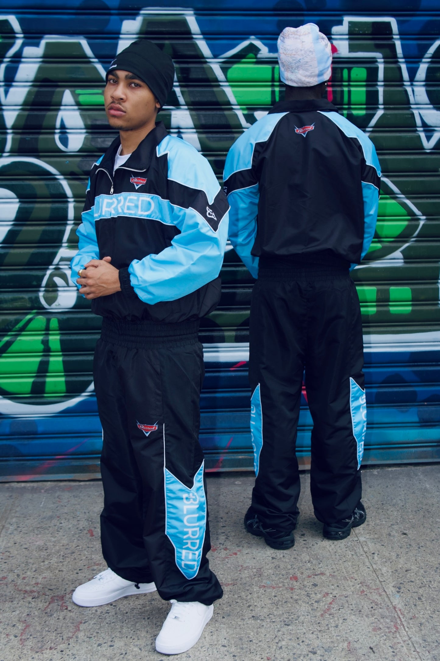 LIGHT BLUE/BLACK WINDBREAKER JACKET