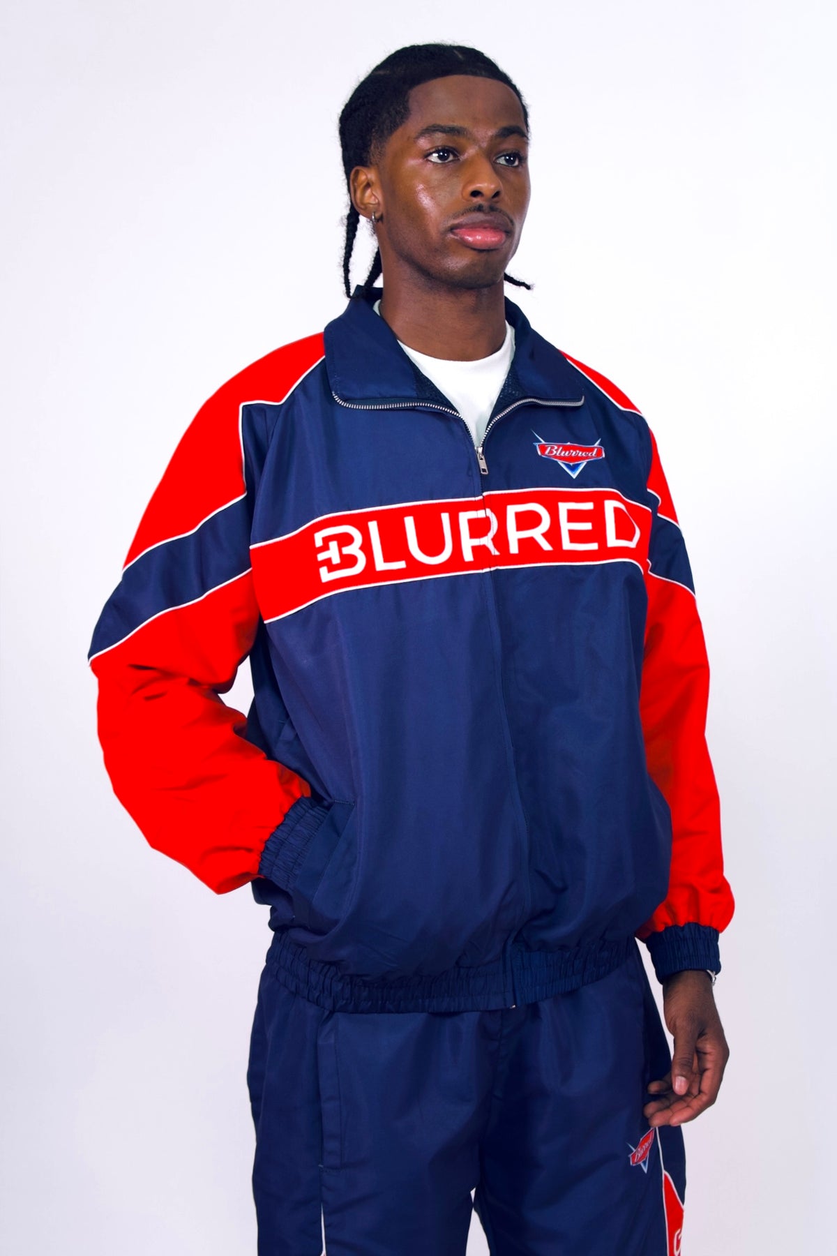 NAVY BLUE/ RED WINDBREAKER JACKET