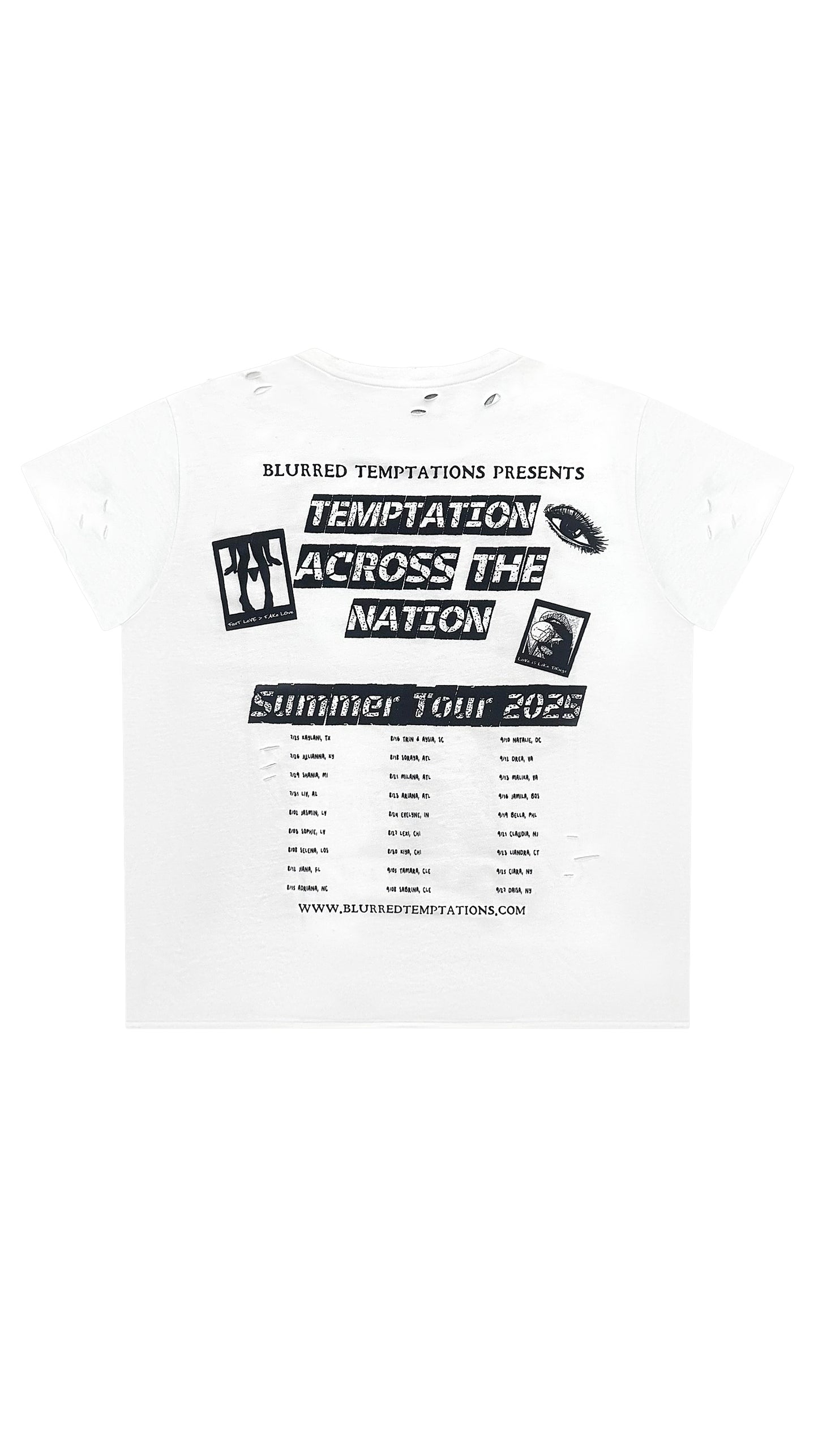 LIMITED EDITION WHITE BLURRED RECORDS DISTRESSED TEE