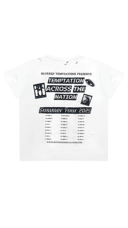 LIMITED EDITION WHITE BLURRED RECORDS DISTRESSED TEE