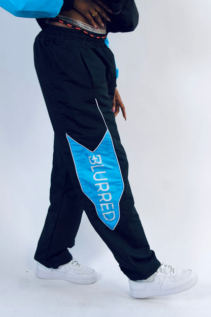 LIGHT BLUE/BLACK WINDBREAKER PANTS