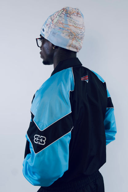 LIGHT BLUE/BLACK WINDBREAKER JACKET