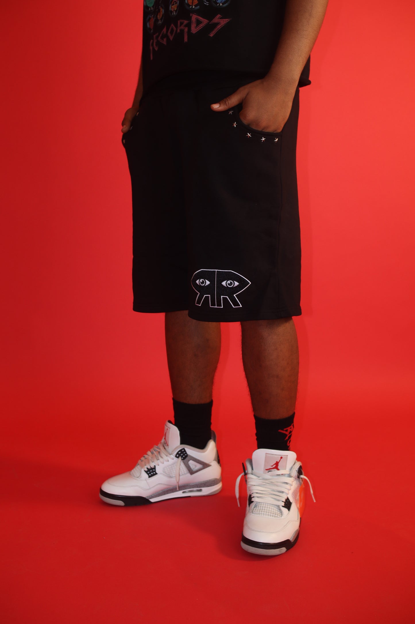 BLACK "CHROME STAR" SHORTS