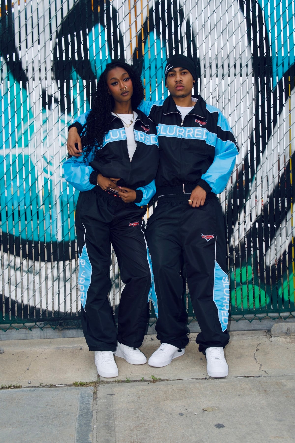 LIGHT BLUE/BLACK WINDBREAKER JACKET