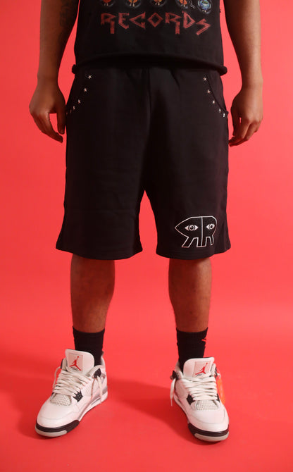 BLACK "CHROME STAR" SHORTS