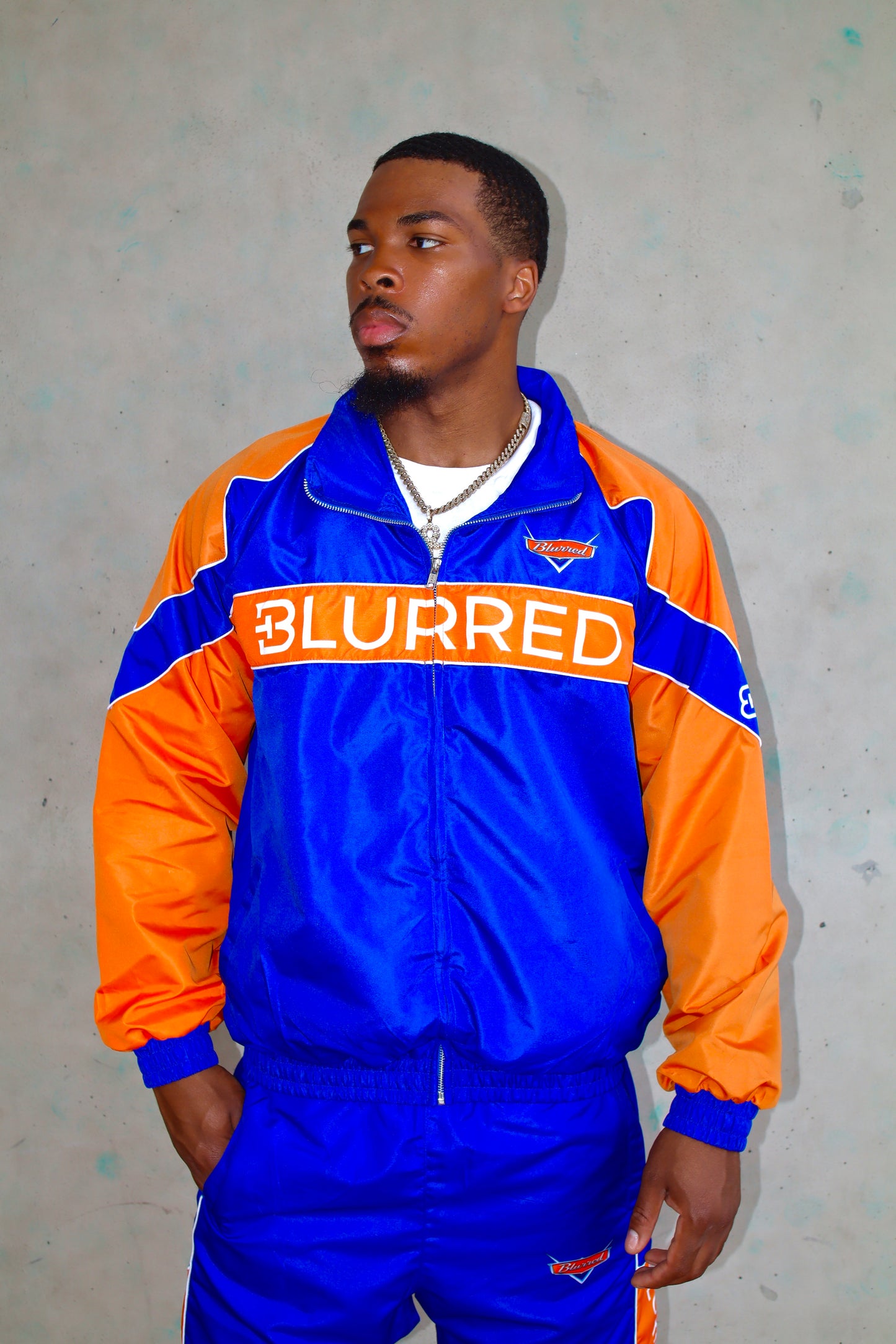 ORANGE/ BLUE WINDBREAKER JACKET