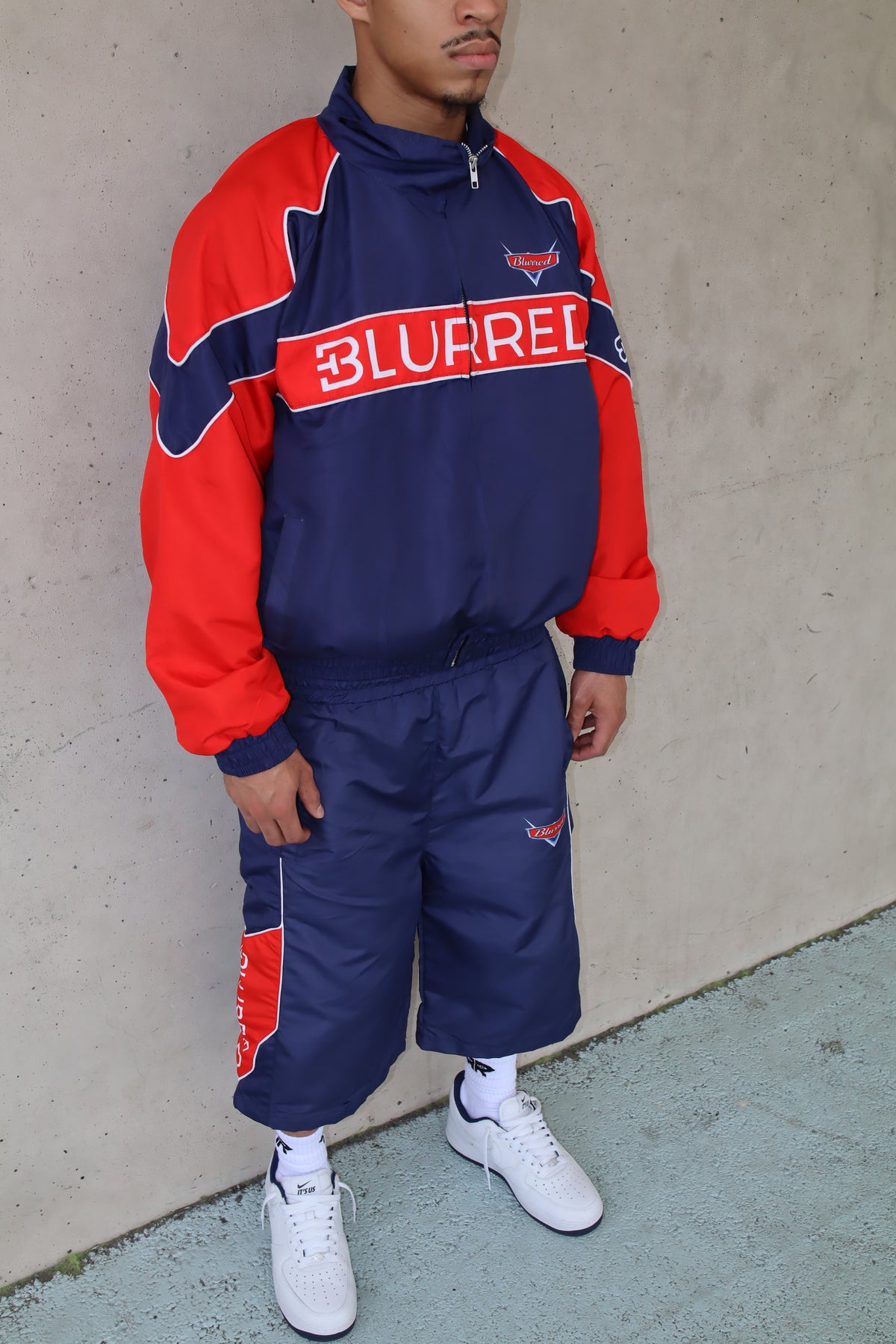 NAVY BLUE/ RED WINDBREAKER SHORTS