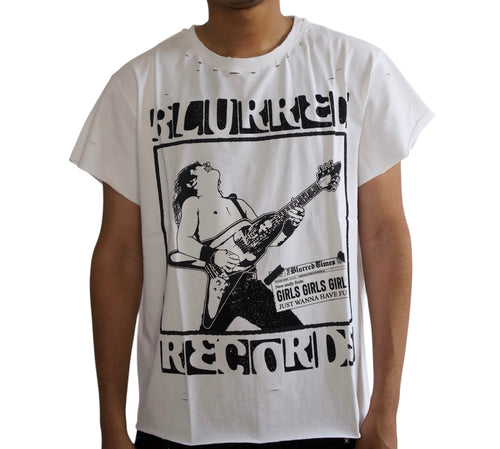 LIMITED EDITION WHITE BLURRED RECORDS DISTRESSED TEE